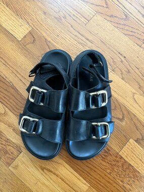Alohas "Harper" Women's Leather Size 38 Black Chunky Sandals